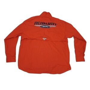 Columbia Men's Large Shirt Auburn Tigers Vented PFG Orange Button Up